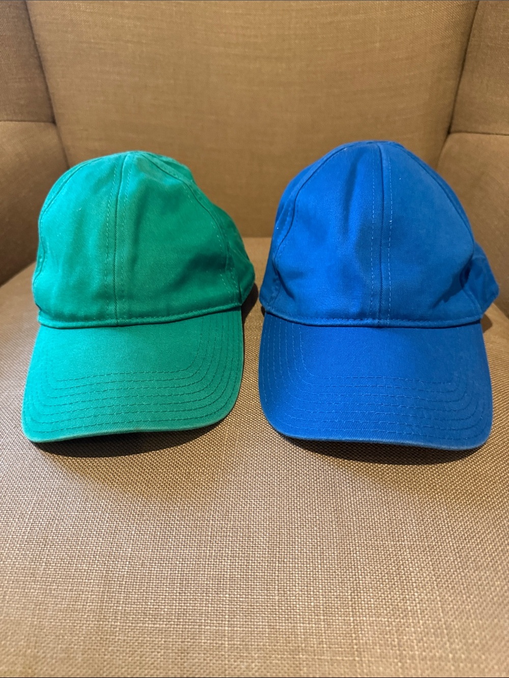 Petit Bateau Green and Blue Cotton Baseball Caps